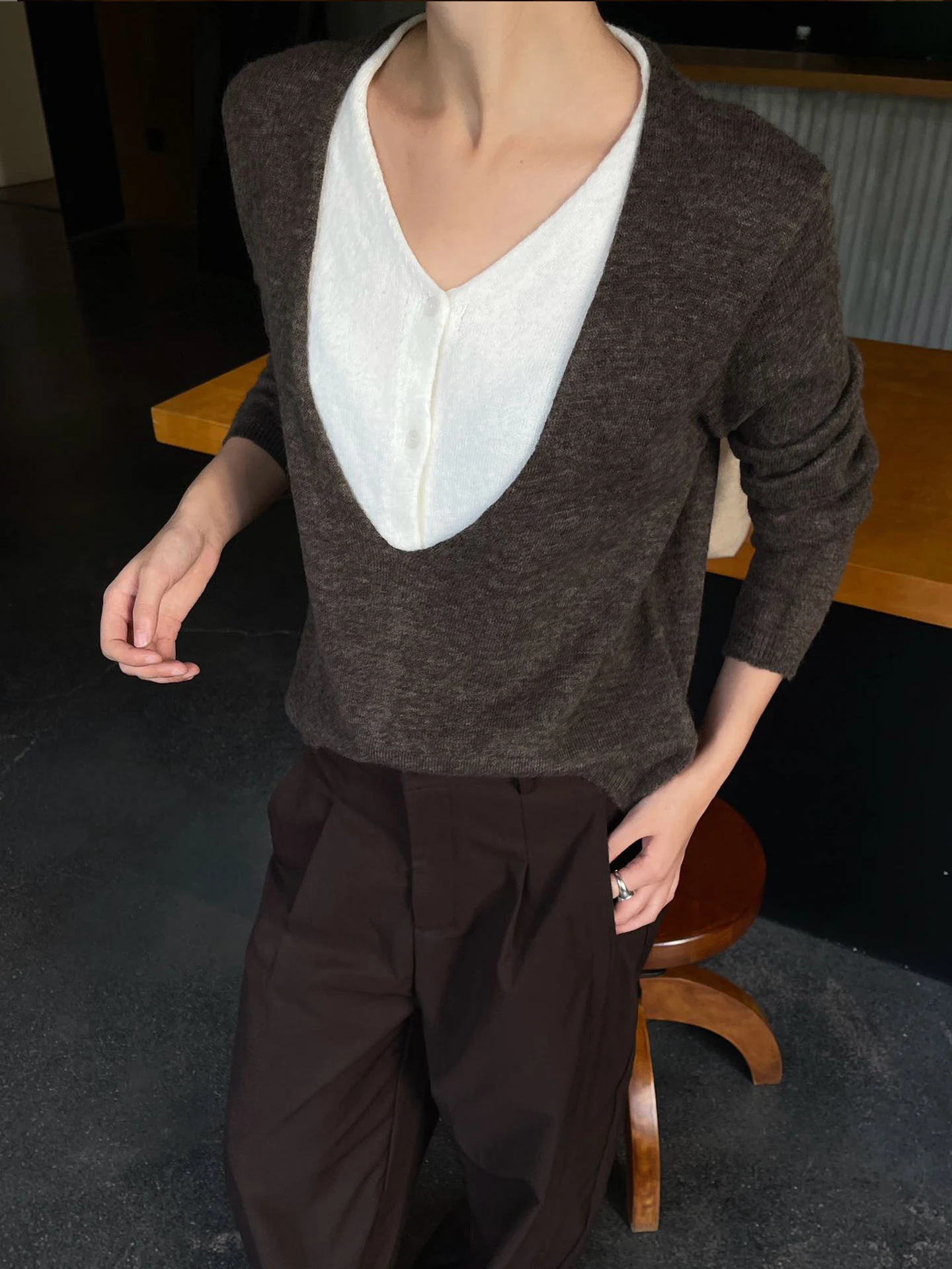 

Вязаный свитер PURIYH: модный, теплый, из смесовой шерсти, с цветовыми блоками, высокое качество, ручная работа