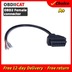 OBD 16Pin Female Extension Cable Open Cable Adapter OBD Cable OBDII EOBD ODB2 16 Pin OBD 2 Adaptor Opening Female Cable