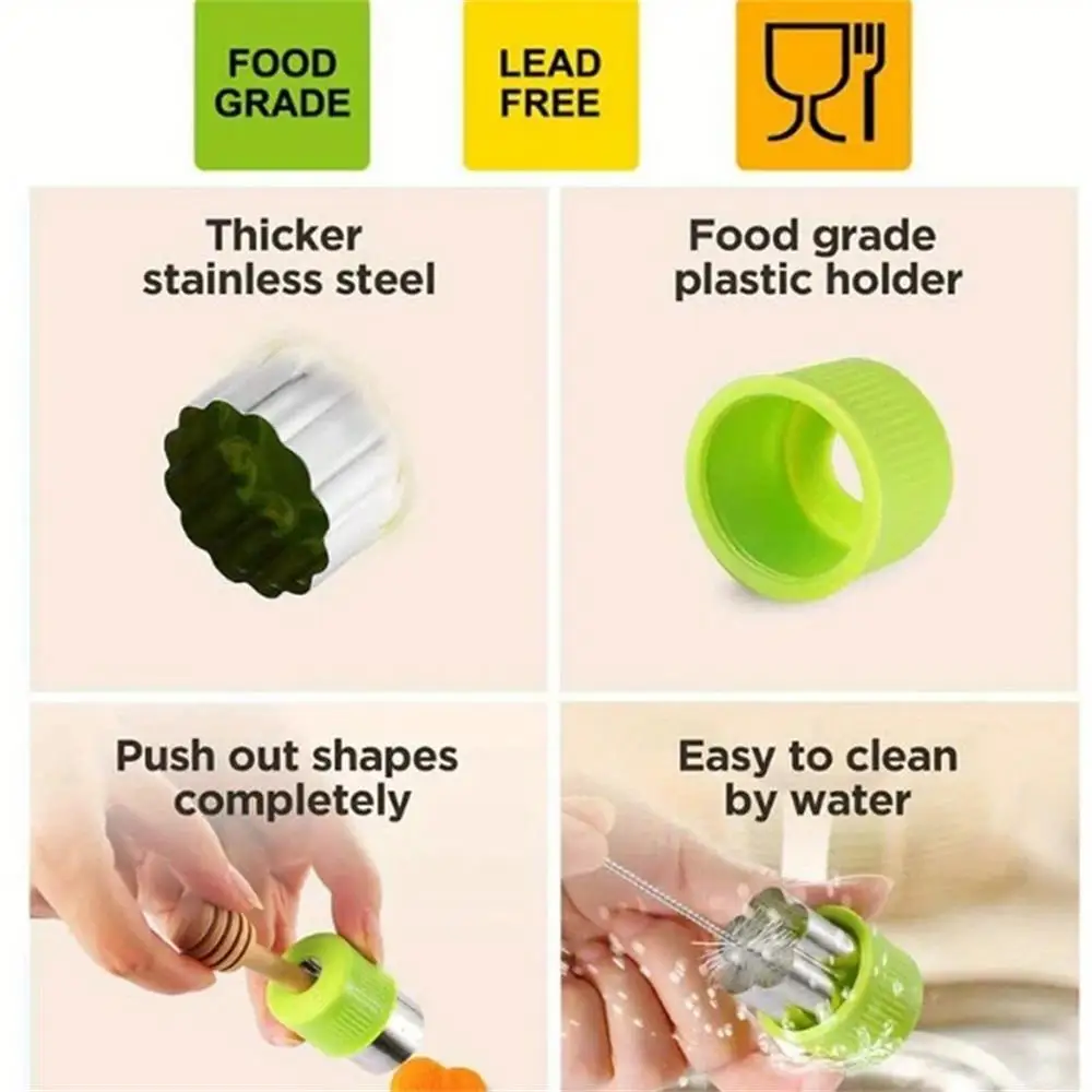20 Piece Vegetable and Fruit Cutting Machine Set, with 10 Fruit Forks and 1 Release Rod, Mini Cookie Cutting Sandwich Knife image 3