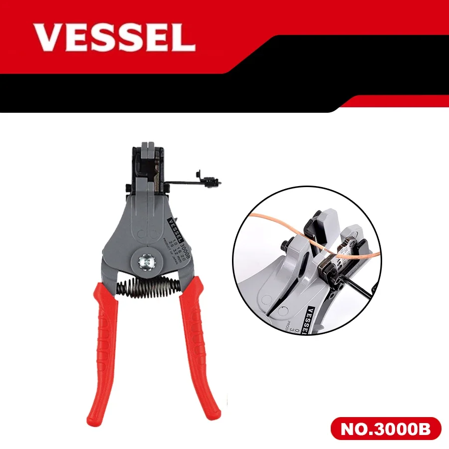 VESSEL Wire Stripper for Solid Wire and Stranded Wire Include a Stripper Gauge Decrustation Pliers 3000A 3000B 3000C