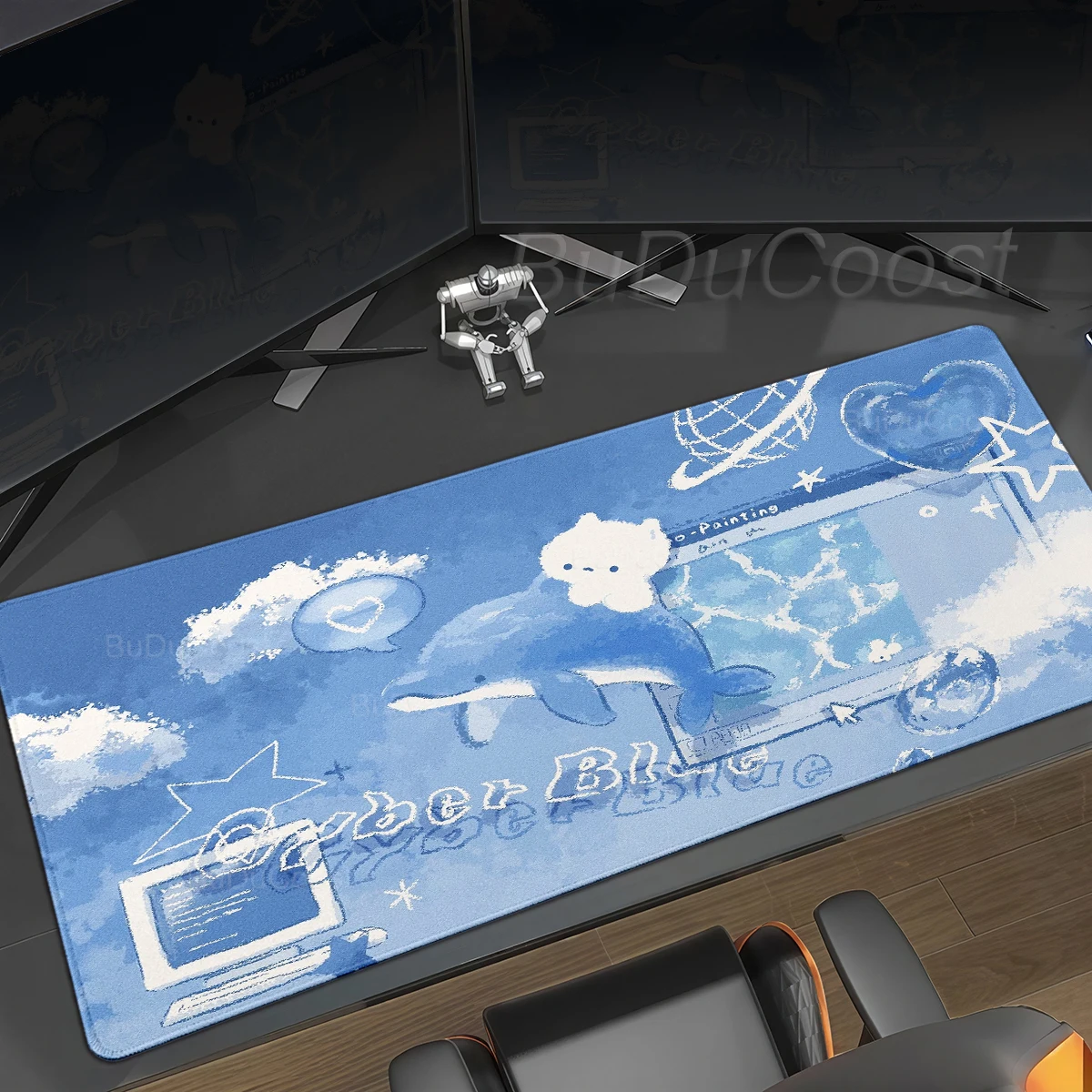 

Cute Kitten Mousepad Office Kawaii Cartoon Cat Desk Mat Computer Speed Mouse Pad Carpet Laptop Extended Mat Keyboard Accessories