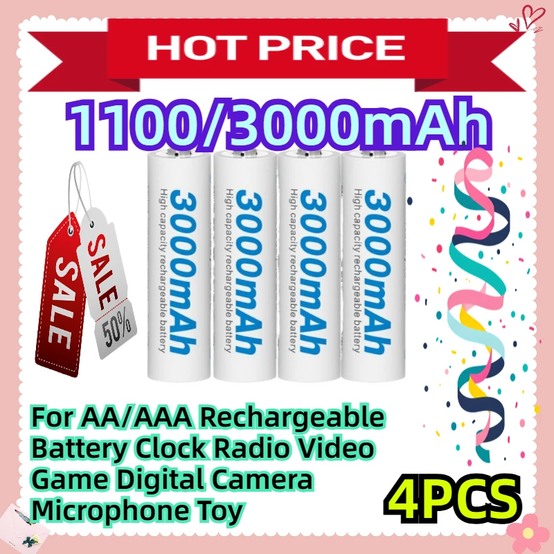4PCS For AA/AAA Rechargeable Battery Clock Radio Video Game Digital Camera Microphone Toy