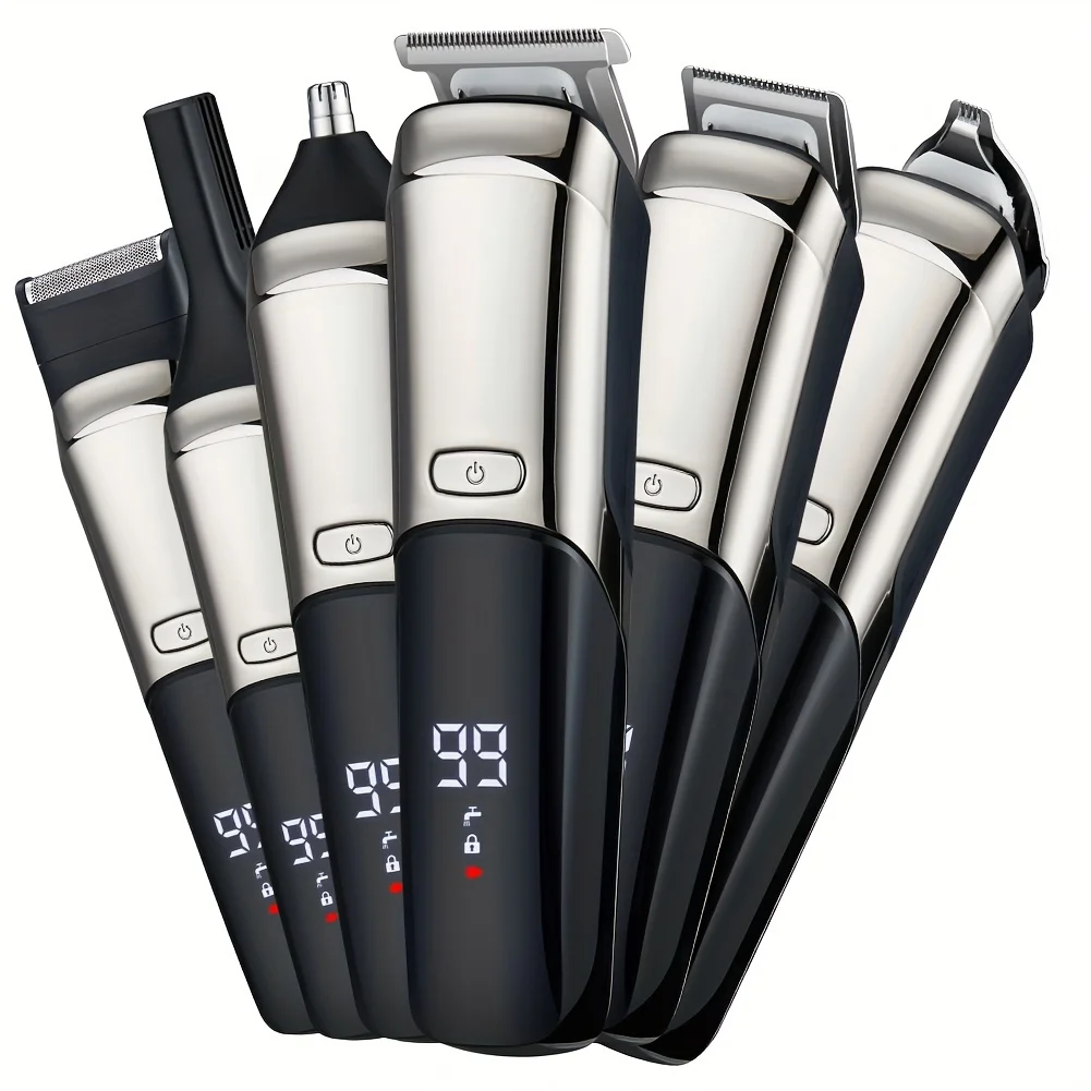 Professional Men's Grooming Kit All in One Electric Hair Clipper Beard Nose Body Trimmer Cordless Rechargeable with Storage Case