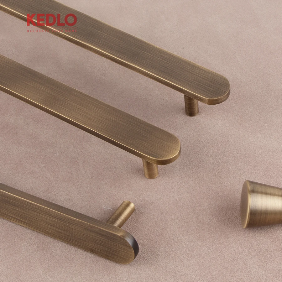 KEDLO antiker Messinggriff, 500 mm lang, moderner minimalistischer flacher Schubladengriff, Küchenschrankgriff – Detail 3