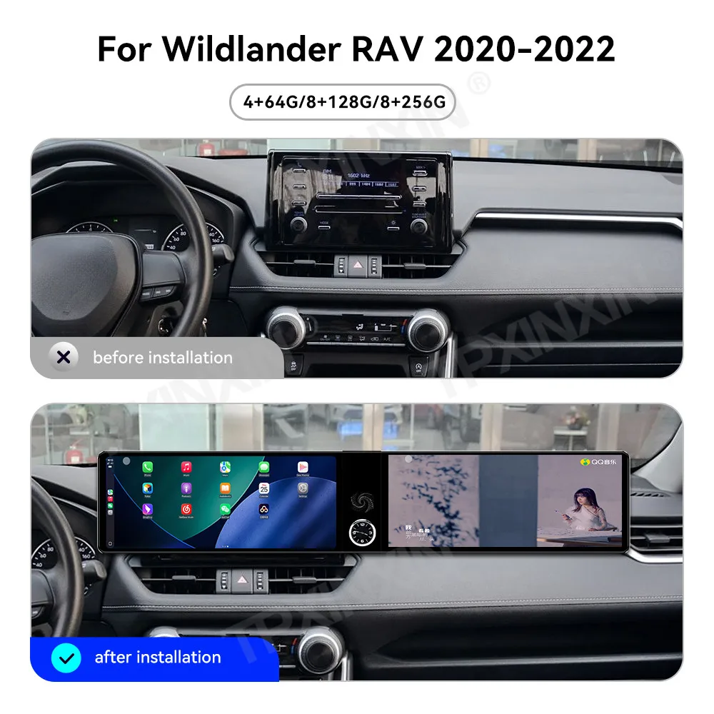 Dual 12.3 Inch HD Screen For Wildlander RAV 2020-2022 Android 13 CarPlay Car Radio GPS Navigation Multimedia Player Head Unit