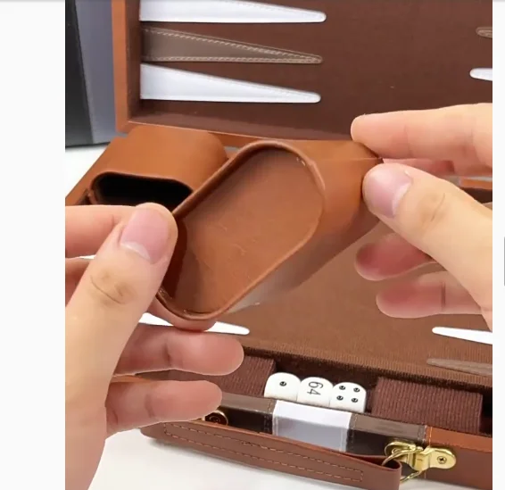 

High Quality Travel Size Leather Backgammon Board Game Set