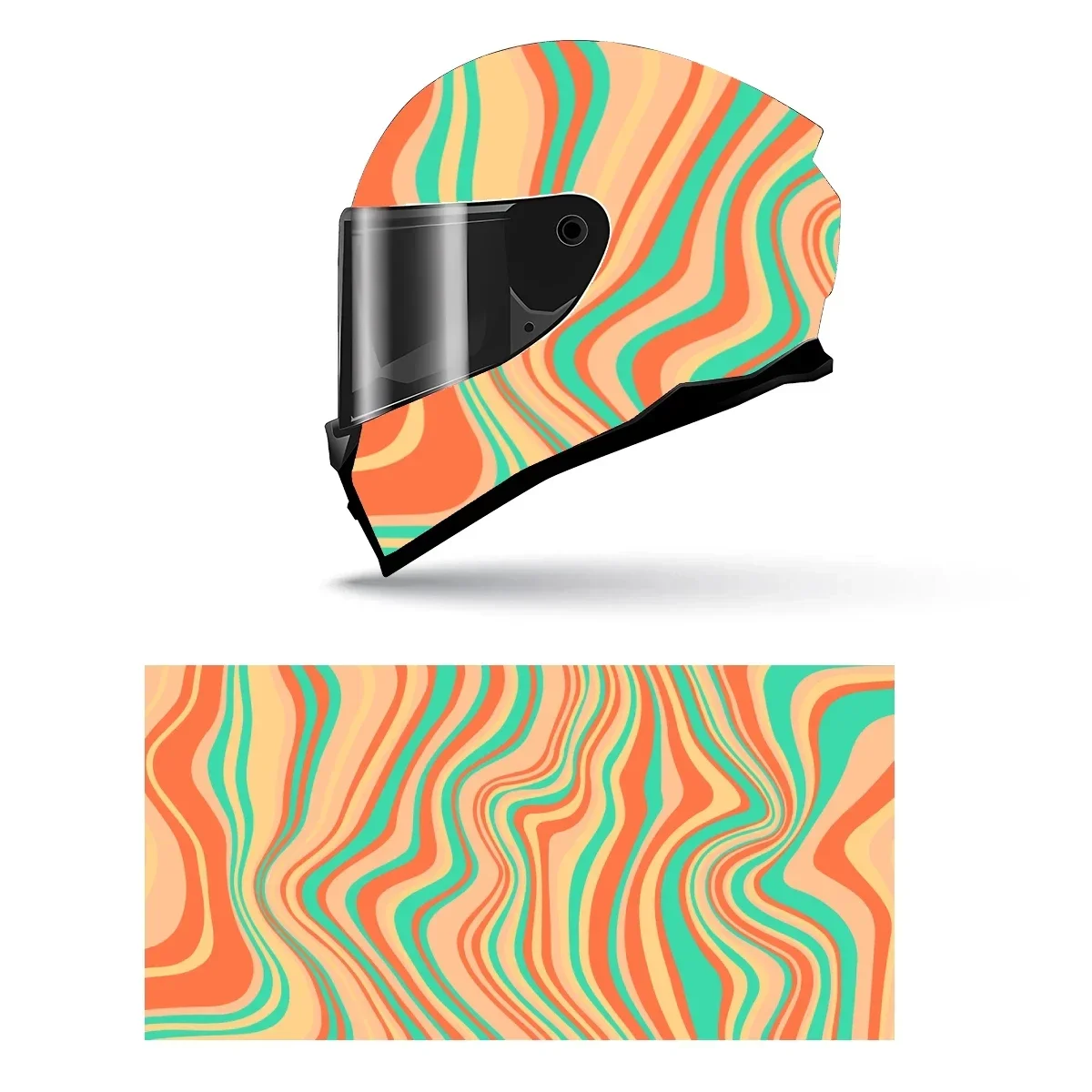 

Groovy Psychedelic Line Full Helmet Wrap Sticker Motorcycle Helmet Racing Graphic Decal Vinyl Wrap Helmet Decorative Sticker