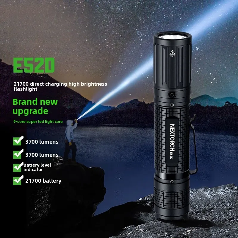 

E52D Straight Tube Flashlight High Bright Long Lasting Battery Portable Torch for Home Outdoor Emergency