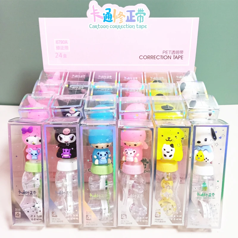 

24pcs/lot 5mm*4M Sanrio Kuromi Melody PomPomPurin Pochacco Correction Tape Promotional Stationery Gift School Office Supplies