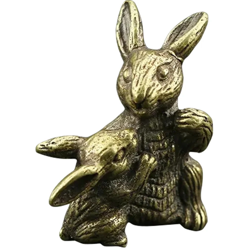 

Copper Sculpture Mini Rabbit Statue Vintage Brass Bunny Decor For Desktop Tea House Home Office Tabletop Brass Rabbit
