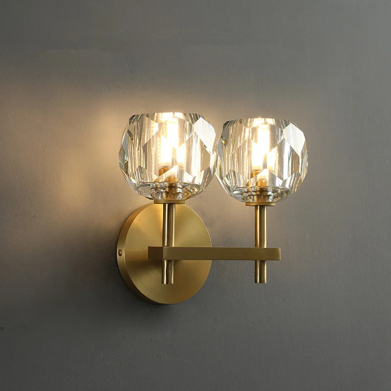 Modern Crystal Sconce Lamp G9 Wall Sconce Aisle Door Front Lights Sleeping Copper Wall Lights Bedside Lamp For Bedroom Fixtures