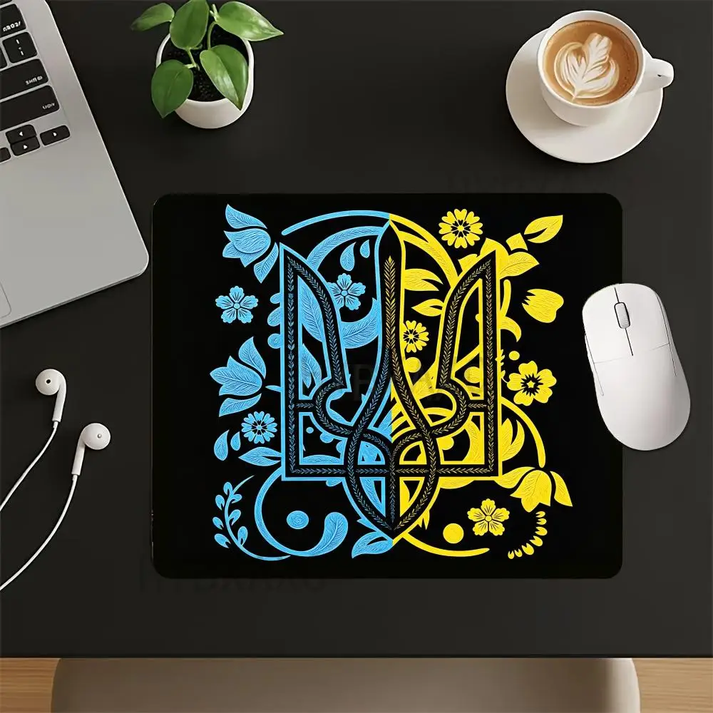 

HYBXAXC Ukrainian Trident Small Mouse Pad Floral Tryzub Desk Decor Computer Keyboard Wireless Mouse Boy Girl Gift for CS DOTA