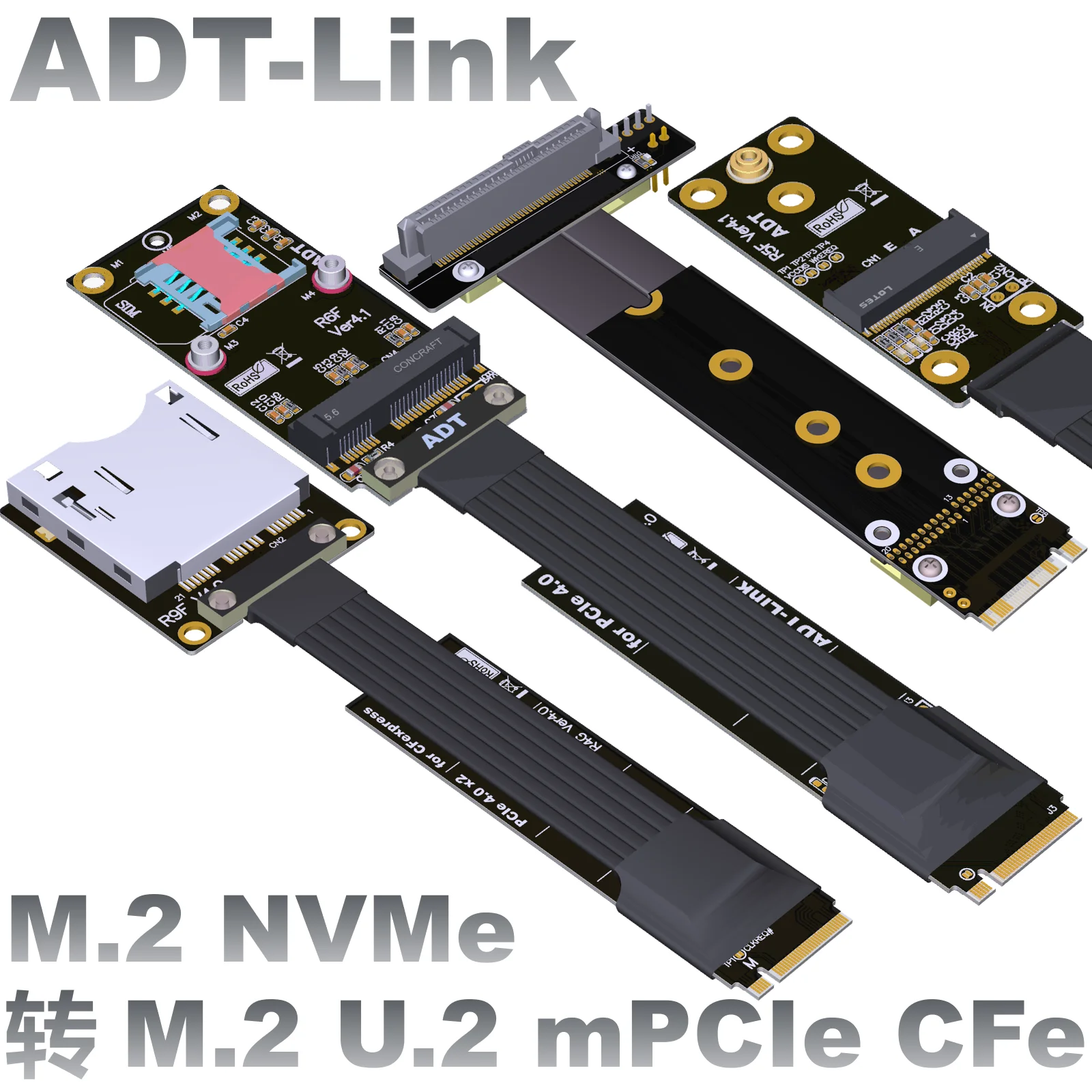 

M.2 NVMe ключ-M SSD удлинитель для M.2 U.2 mini-PCIe CFexpress твердотельный накопитель ленточный адаптер карта для материнской платы M2