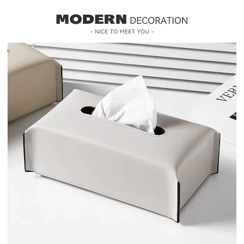 

Woven Tissue Box Leather Napkin Case Luxury Paper Cover Car Living Tissue High-end Paper Holder Desktop Home Tabletop Decoration