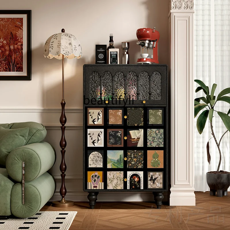 

Medieval solid wood four-chest cabinet, living room storage locker, dining side cabinet