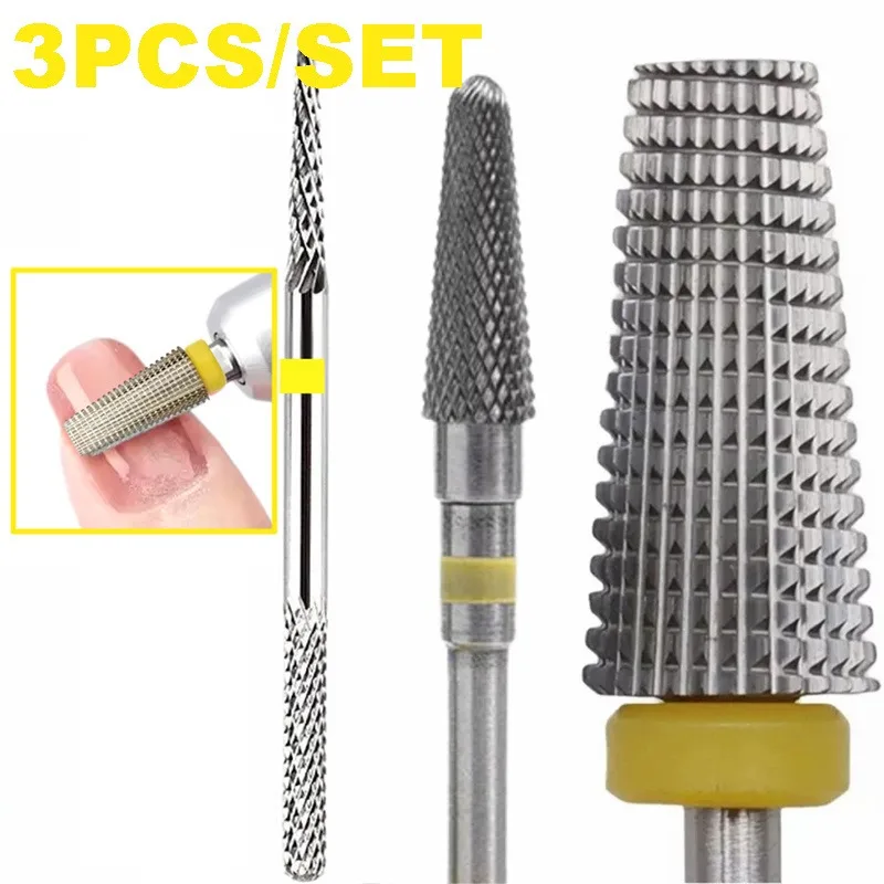 1 pièce/3 pièces en acier au tungstène de qualité professionnelle avec foret à ongles en diamant embouts de dissolvant de cuticules, pour perceuse à ongles électrique Compatible,
