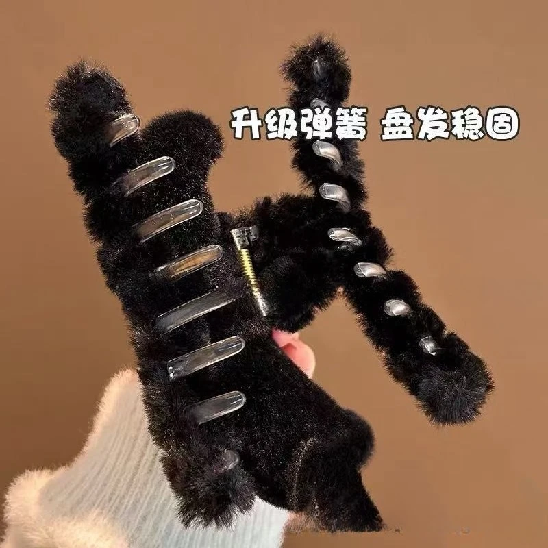 Kapibara – pince à cheveux en peluche pour femme, épingle à cheveux pour tête arrière, jolie fille, demi-cravate, requin, couvre-chef, automne et hiver 2025