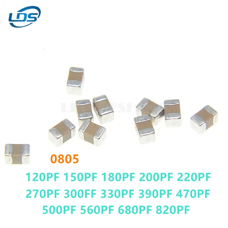 100pcs SMD Ceramic Capacitor 0805 120pF 150pF 180pF 200pF 220pF 270pF 300pF 330pF 390pF 470pF 500pF 560pF 680pF 820pF