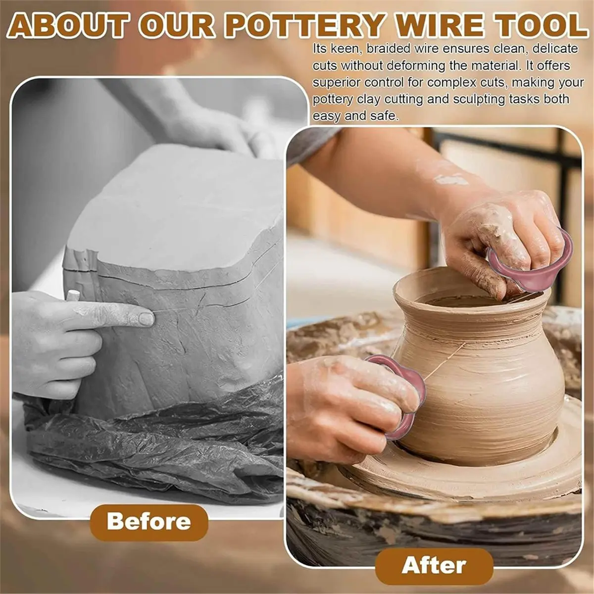 4Pcs Pottery Wire Clay Cutter 1.57