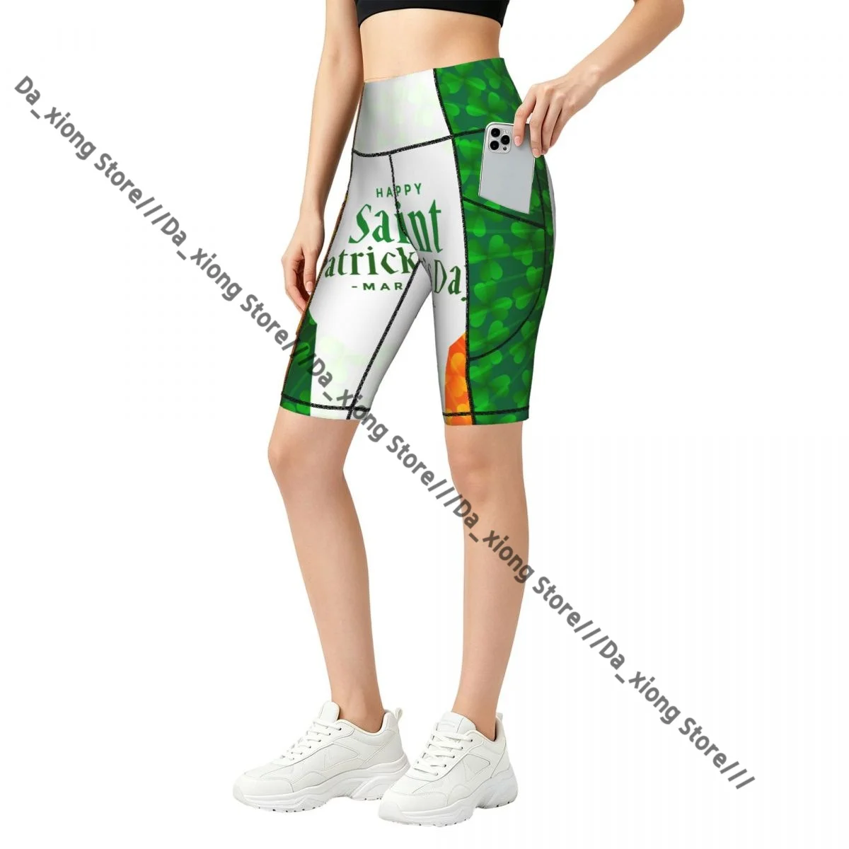 Comfortable Stretchy Yoga Shorts St Patricks Day Ireland Flag Women Gym Exercise Sports Trousers