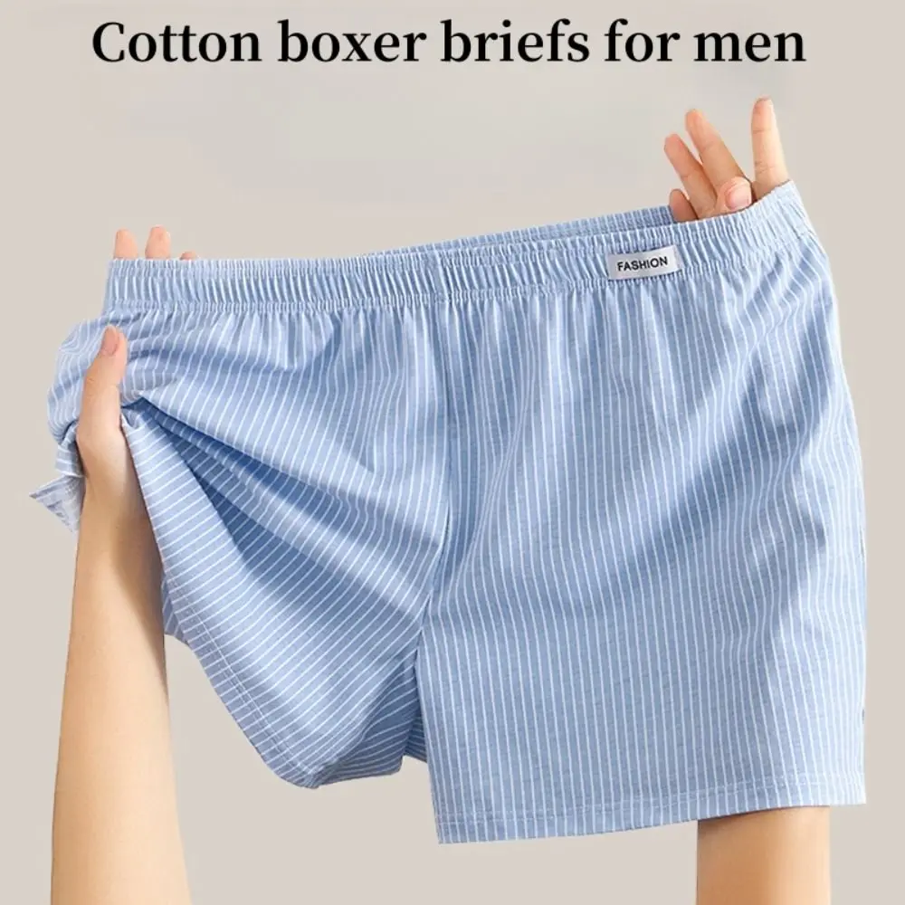 Retro Baggy Men Boxer Briefs Loose Breathable Bloomers Underwears Young Classic Cotton Boxer Briefs Boy