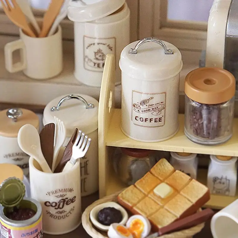 Miniature Kitchen Storage Set, Simulation Nordic Jar Models for Dollhouse, 3pc Candy Box, Play Script Dry Goods Canisters
