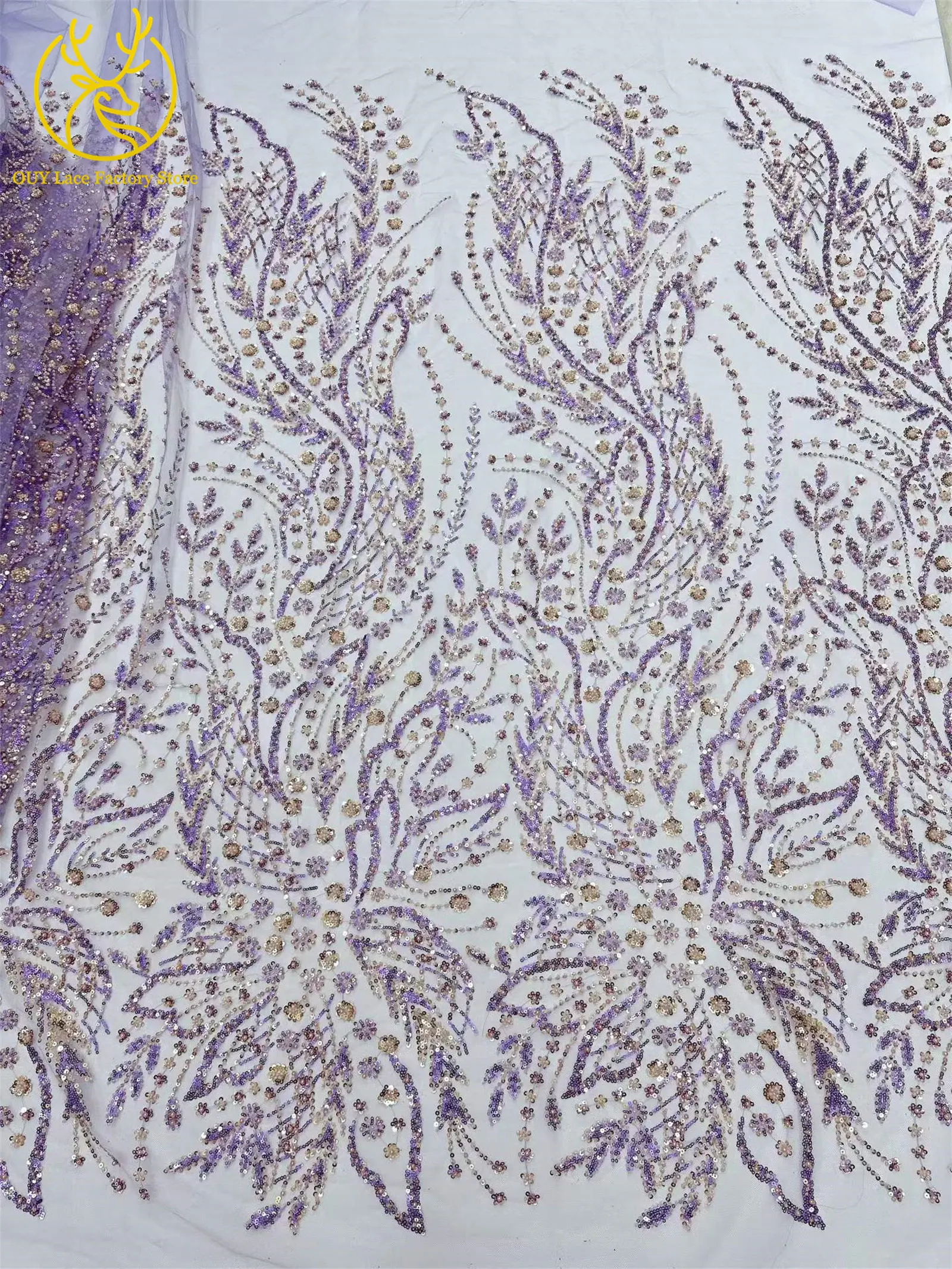2026 Französisches Hochzeitskleid Perlen-Pailletten-Spitzenstoff 5 Yards Nigerianischer Tüll-Spitzenstoff Afrikanischer Spitzenstoff für Hochzeitsfeier-Näharbeiten – Detail 26