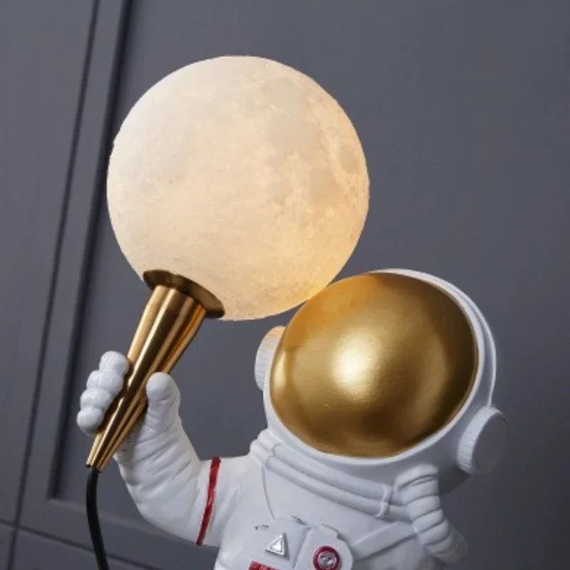 SANDYHA Modern Creative Astronaut Lunar Wall Light Planetary LED Lights Bedroom Decoration Bedlight Lighting Resin Lighting
