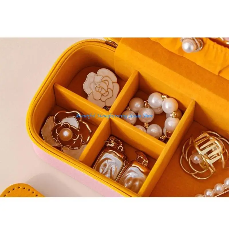 

E56A Sophisticated Jewelry Storage Case PU Leather Rings Necklaces Earrings