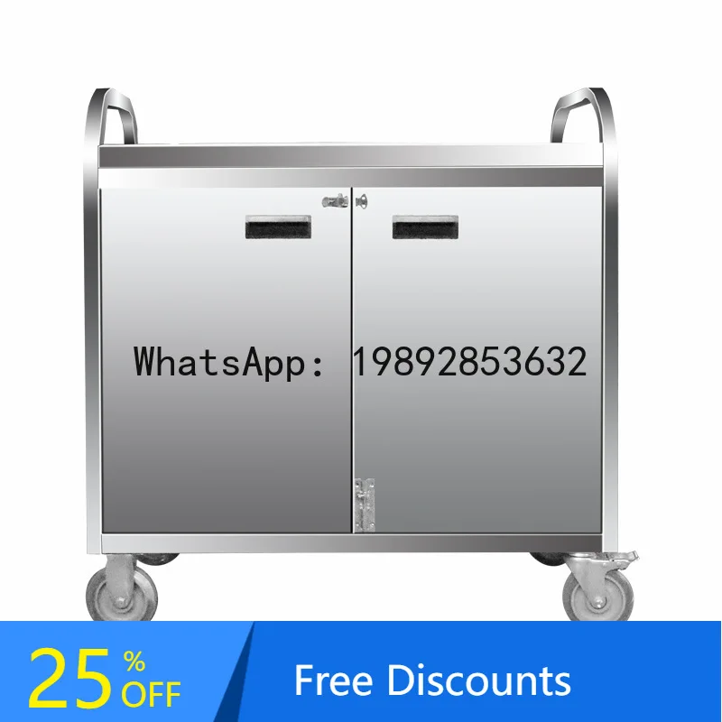 YFY Stainless Steel Hand-Pushed   Hospital Food Delivery  Three-Layer   with Doors  Food Delivery  Layer