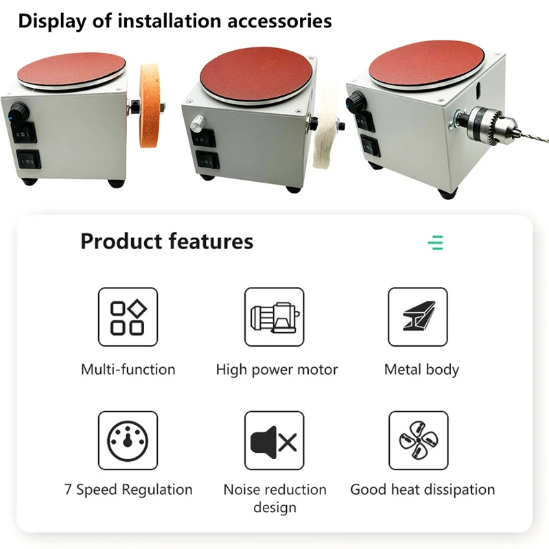 전기 연마기 칼 연마기, 고속 모래 디스크 기계, 다기능 데스크탑 연마기, 사포 20 개, 120W