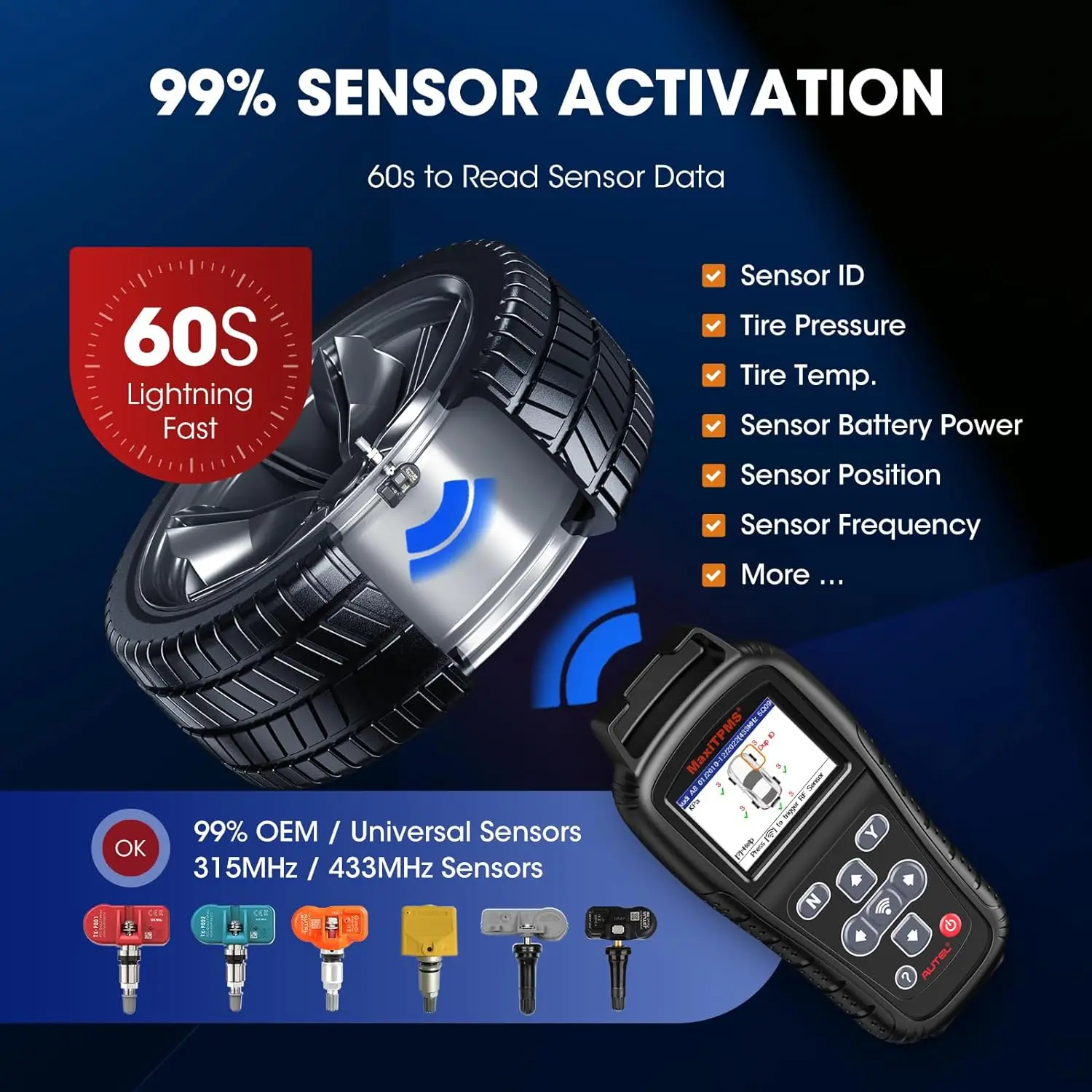 Autel MaxiTPMS TS408S Relearn Tool OBD Programmming Scanner Trigger 99% OEM Universal 315 433 Sensor TPMS Reset Work as TS501