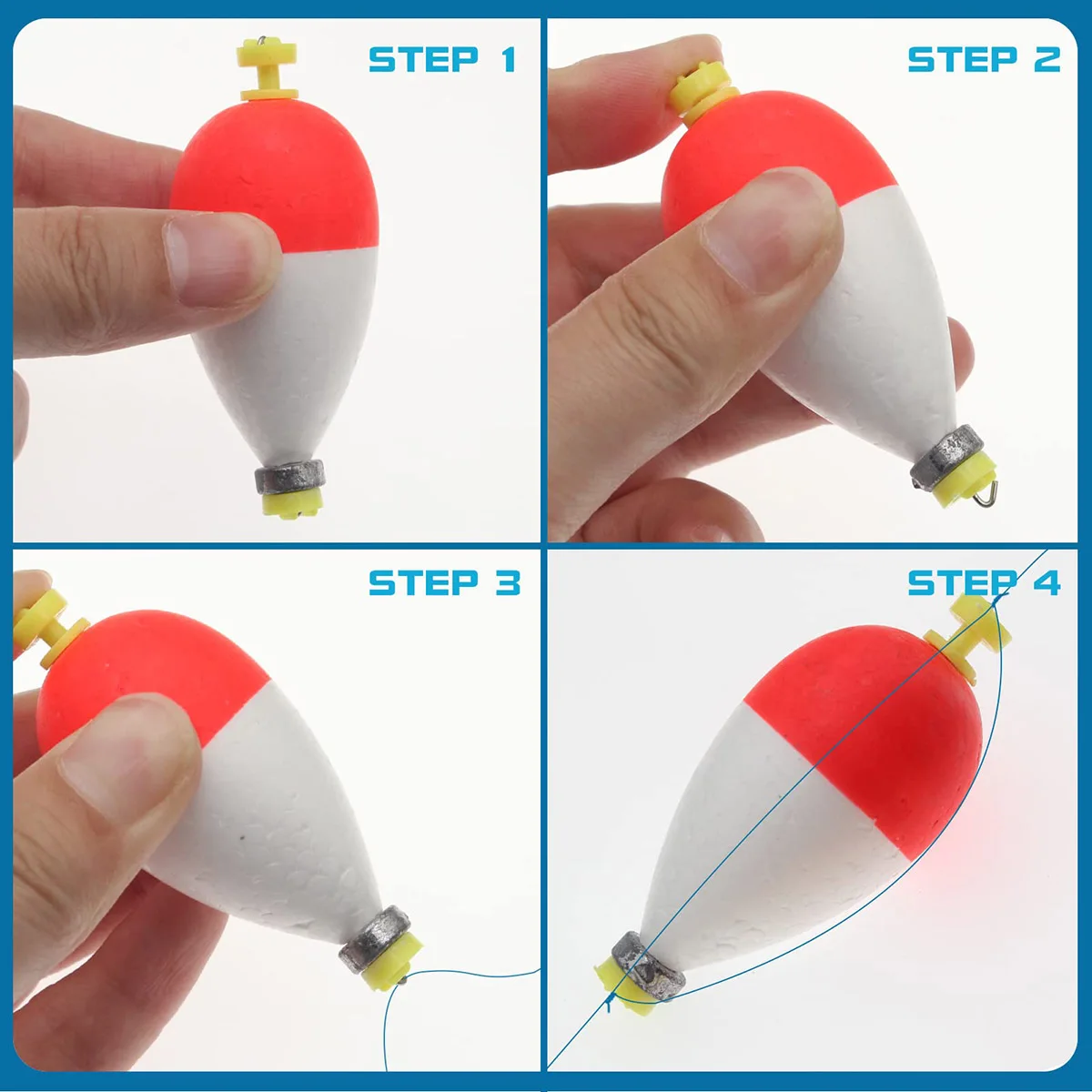 Angeln Bobbers Schwimmer Set Schaumstoff Snap on Float Gewichtete Bobbers Angeln Push Button Snap-on Bobbers Frühling Oval Sortiment – Detail 8