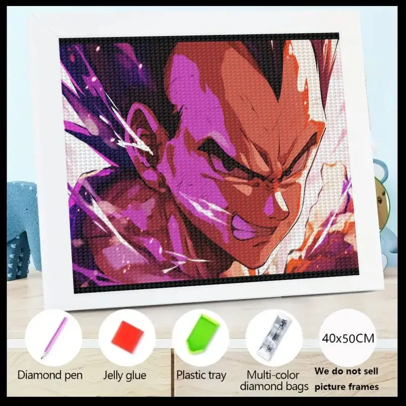 

1 шт. 5D DIY комплект алмазной живописи, Dragon Ball Z Vegeta аниме манга Saiyan Warrior Powered Up Full Drill Crystal Diamond Art Craft