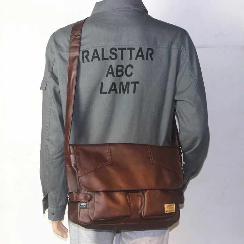 Large Capacity Men's Shoulder Bag Fashionable Korean Style Crossbody Bag Street Trend PU Leather Backpack for Youth Casual Use