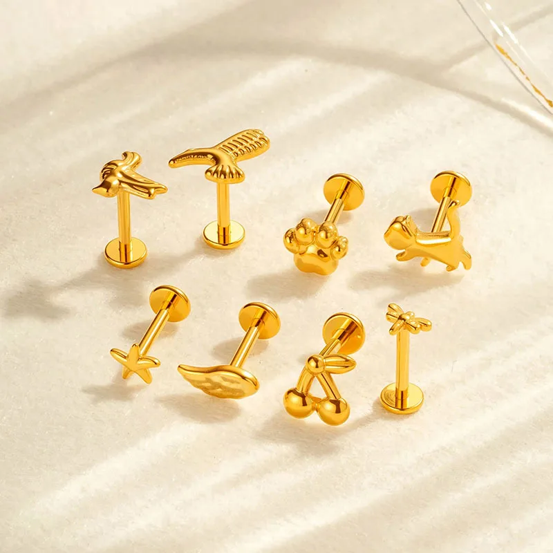 1 قطعة G23 التيتانيوم Labret ثقب مسمار موضوع داخلي الشفاه مسمار الحيوان شكل اللولب الزنمة الغضروف القرط هيئة ثقب المجوهرات
