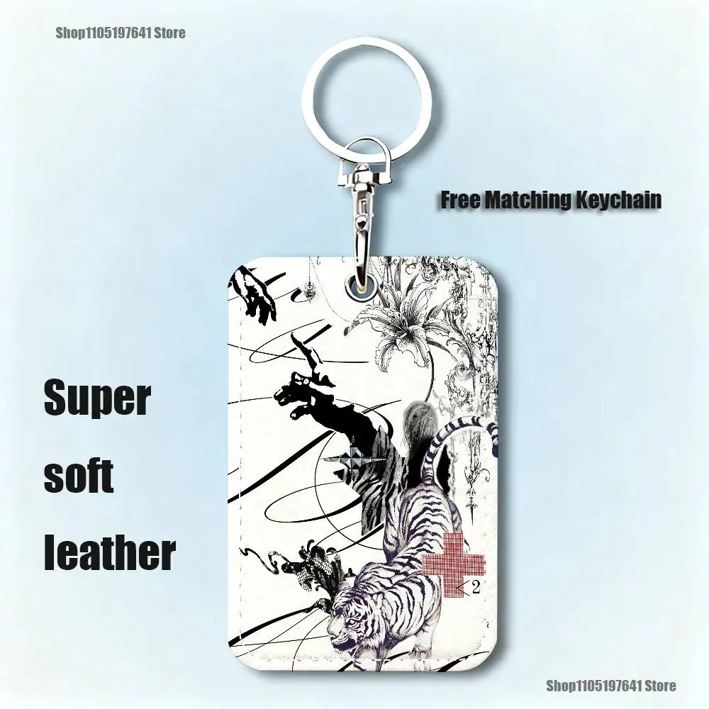 2hollis 2 poster boy Pattern 1Pc PU Leather Card Holder Keychain Key Ring Door Lock Access Tags ID Card Case Keychain Card