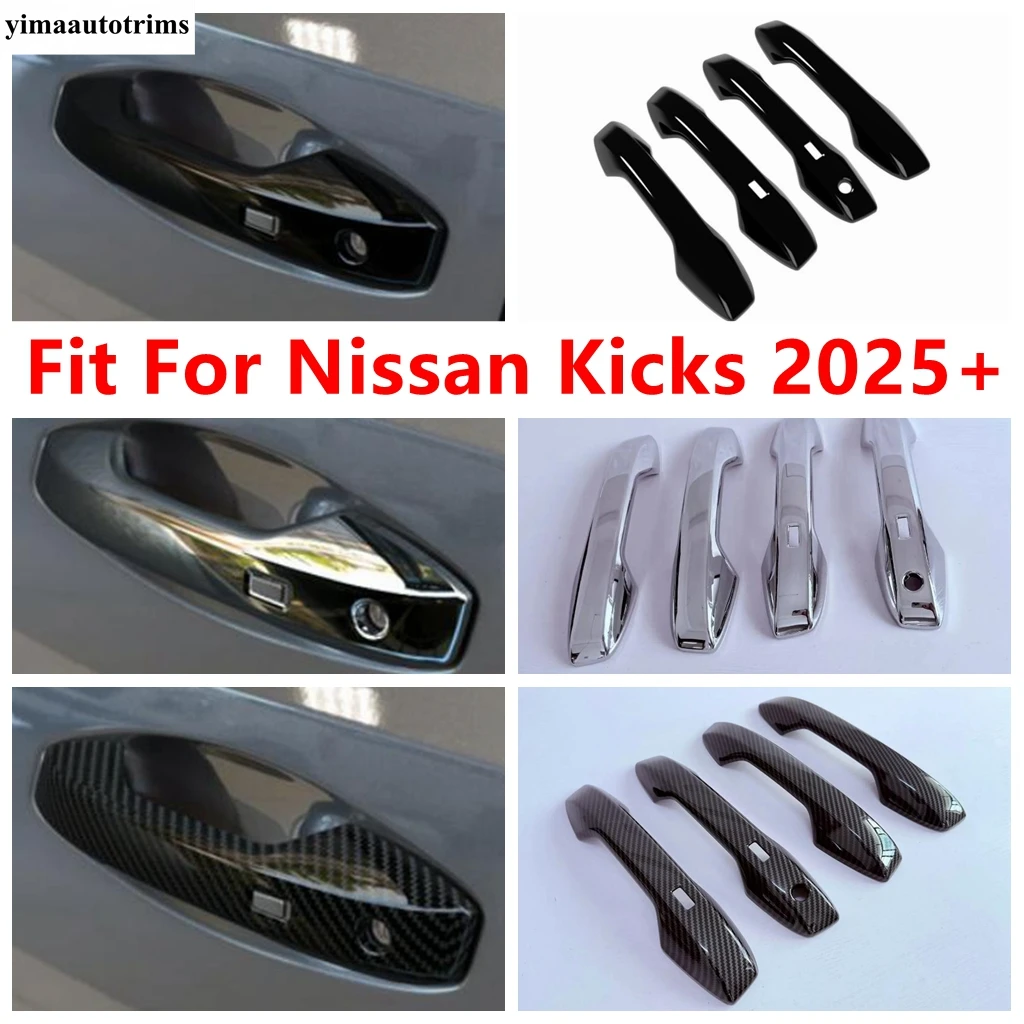 

Car Outer Door Handle Protection Decoration Cover Trim ABS Chrome / Black / Carbon Fiber Accessories For Nissan Kicks 2025 2026