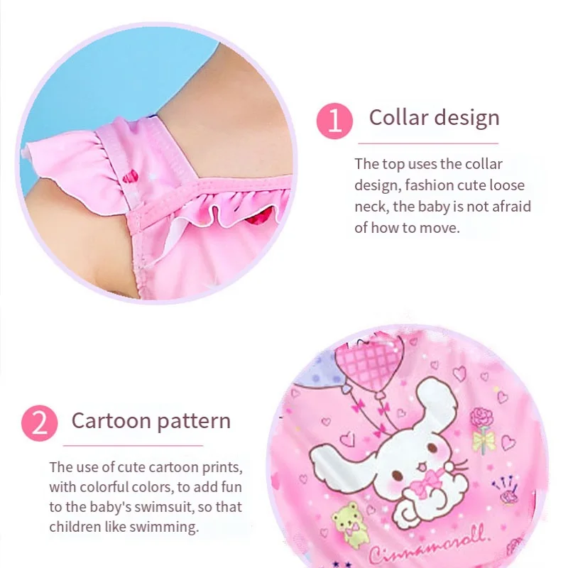 Anime Kawaii Cinnamoroll costume da bagno bambini spiaggia gonna carino Bikini ragazza costumi da bagno biancheria intima Quick Dry protezione solare estate panno da nuoto