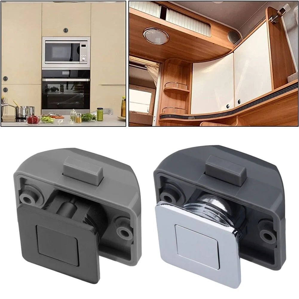 Lockset Button Catch Lock Chrome Motorhome Cabinet Camper Push Button Catch Zinc Alloy Durable Lock Cupboard Door High-Quality