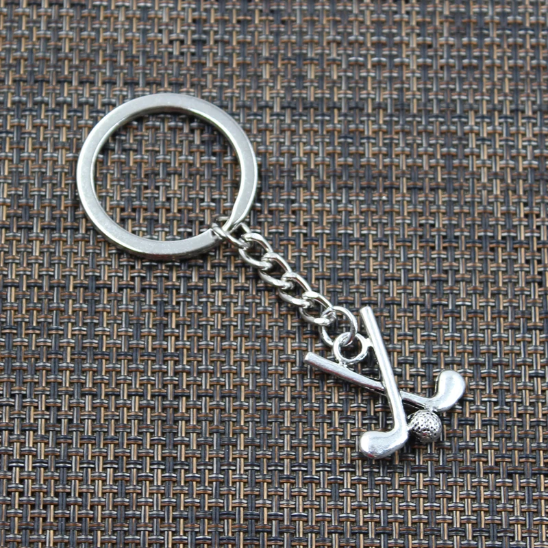 Fashion Keychain 25x22mm Hockey Stick Club Pendants DIY Men Jewelry Car Key Chain Ring Holder Souvenir For Gift