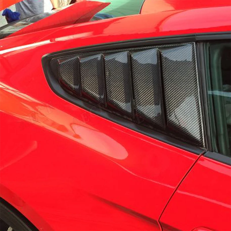 

For Ford Mustang Carbon Fiber Rear Window Louvers Side Air Vent Cover Rear Windshield Window Blinds Panel Body Kit