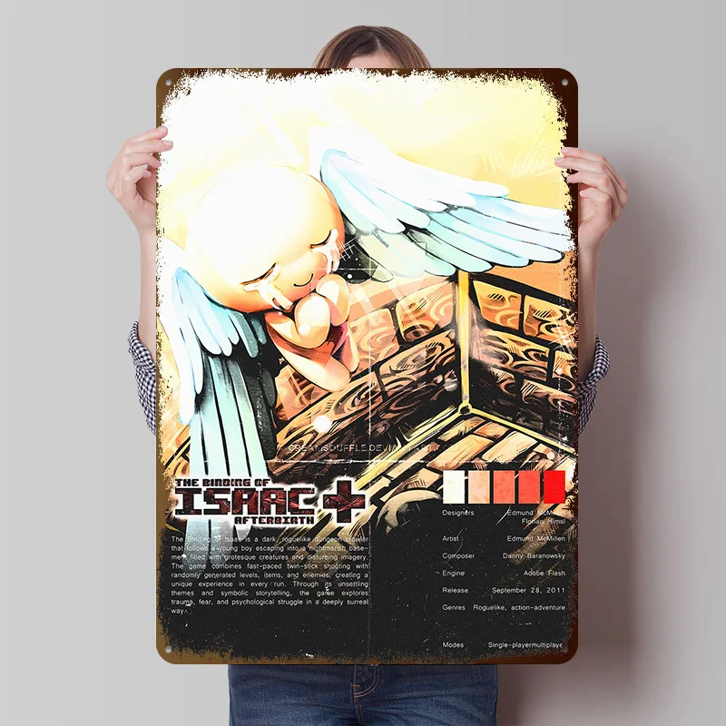 The Binding of Isaac: Afterbirth Artwork Metal Poster Customized Wall Art Retro Vintage Metal Signs for Man Cave Interior House