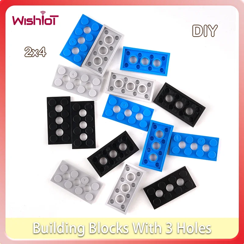 Klassieke Basic Bouwstenen 2x4 Gat Dunne Plaat 3 Gaten Kleine Deeltje Onderdelen MOC Technische Bakstenen Kind DIY Educatief Speelgoed