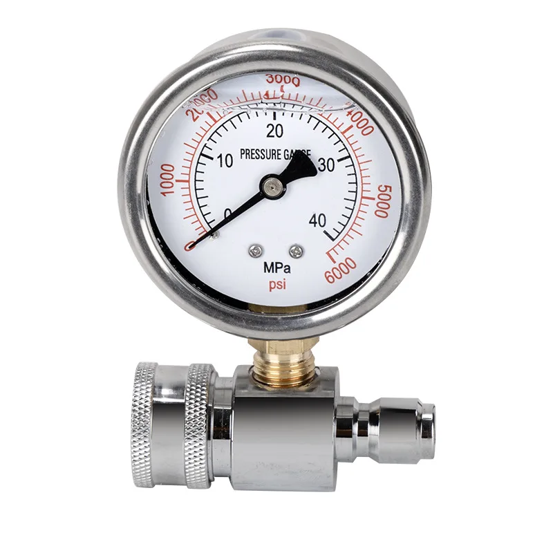 Manomètre pour nettoyeur haute pression, 6000 PSI, connexion rapide de 3/8 pouces, manomètre pour laveuse électrique