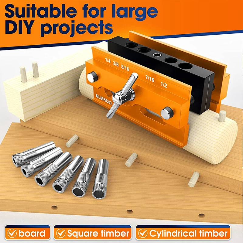 

Self-Centering Dowel Jig Set Adjustable Vertical Center Punch Small Hole Locating Jig Drilling Guide Woodworking Tools