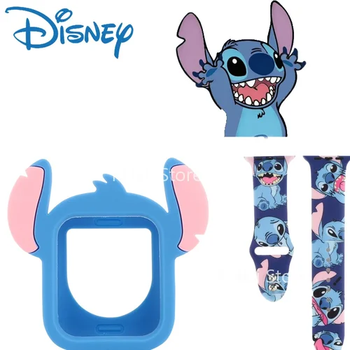 Imagen 2 del producto La correa de reloj Disney Stitch es adecuada para Apple IWatch 2/3/4/5/6 generación, correa de reloj deportiva de silicona, funda protectora para reloj