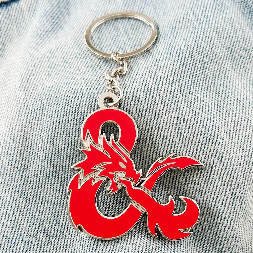 DnD Dragon Logo Keychain RPG Game Peripheral Key Ring Gamer Collect Souvenirs Pendant view 3