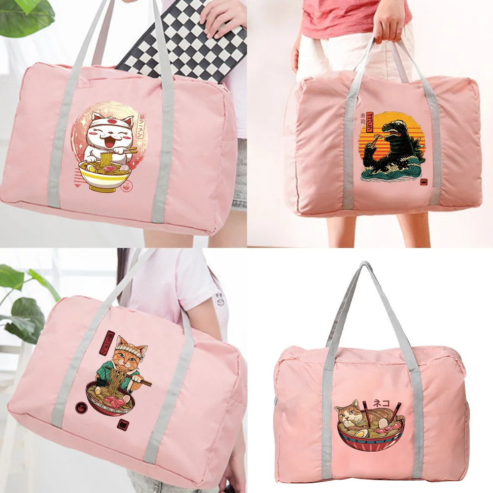 

New Water Proof Luggage Travel Bag Large Capacity Japan Cat Series Shoulder Pack Nylon Trend Handbags Casual Foldable Tote Bags