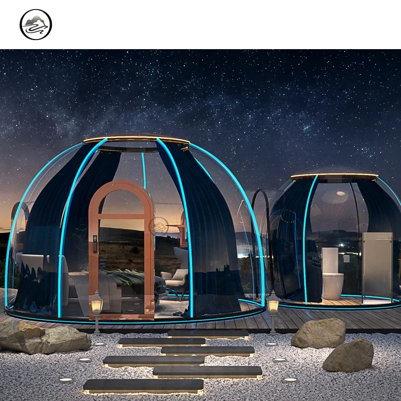 Outdoor Polycarbonate Bubble House Igloo Tent Tiny Glamping Geodesic Dome Homes Prefabricated Buildings Camping Oval Dome Room